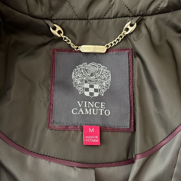 Vince Camuto quilted belted field jacket green tan sz medium - Picture 3 of 14